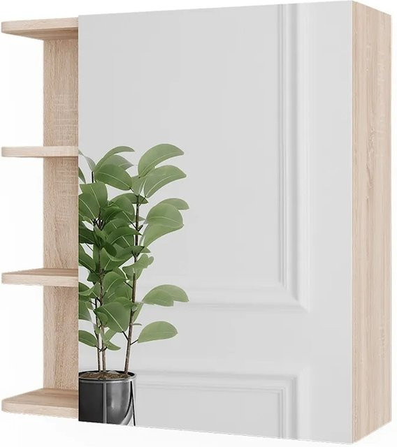 Vicco Spiegelschrank Fynn Sonoma in Eiche, Wandmontage mit Spiegeltüren und Regalböden, B/H: 62 x 64 cm - Bild 1