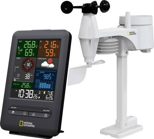 National Geographic 5in1 Funk-Wetterstation 9080500 mit Color-Display und 12 bis 24 Stunden Vorhersage in Weiß - Bild 1