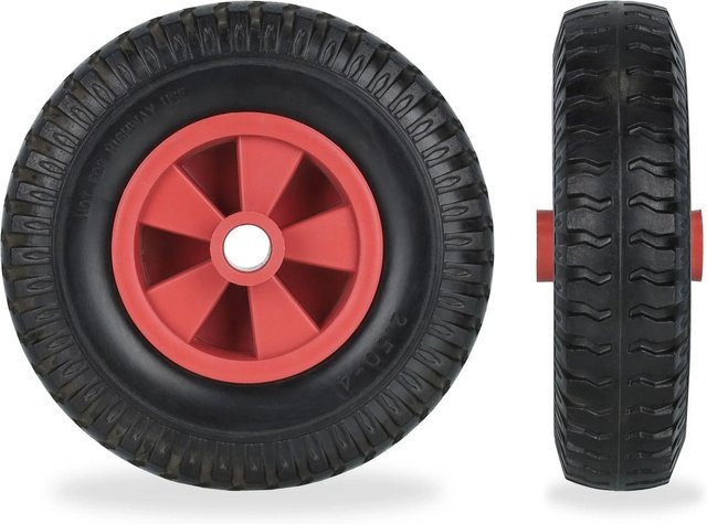 Relaxdays Schubkarrenrad aus Vollgummi in Schwarz, 2er Set, Durchmesser: 22 cm, Breite: 6 cm - Bild 1