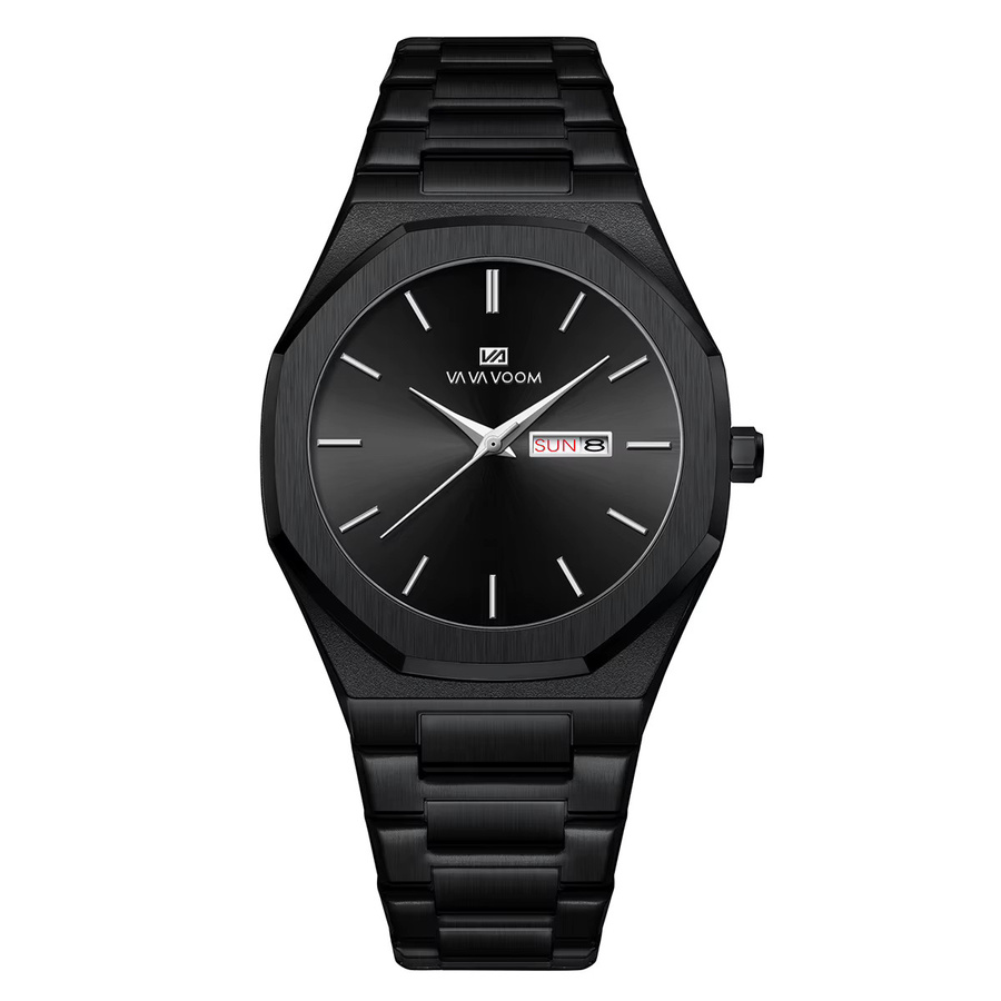VA VA VOOM Armbanduhr, Quarz, Edelstahl, Schwarz, 42 mm, Herren - Bild 3
