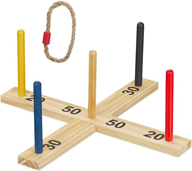 Relaxdays Ringwurfspiel Holz Natur - Bild 1