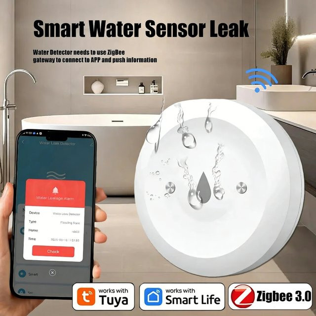 Tuya Smart Flutschutzsensor mit Zigbee 3.0-Verbindung in Weiß (Tuya Gateway erforderlich) - Bild 1