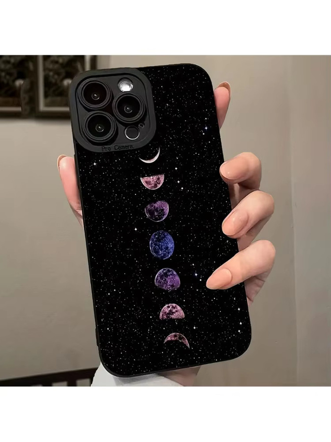 Xiaomi Handyhülle mit Hohlmond, Sternen und Planeten Glitzer-Motiv in Schwarz für Redmi Note 14 13 12 Pro Plus 12S 11 10 14C 13C 12C - Bild 4