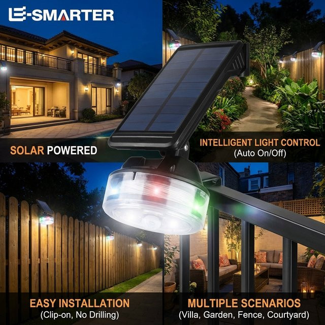 ESMARTER Solar-Gartenwandleuchten in Schwarz mit RGB-Beleuchtung und SMD-Technik für Außenbereiche - Bild 1