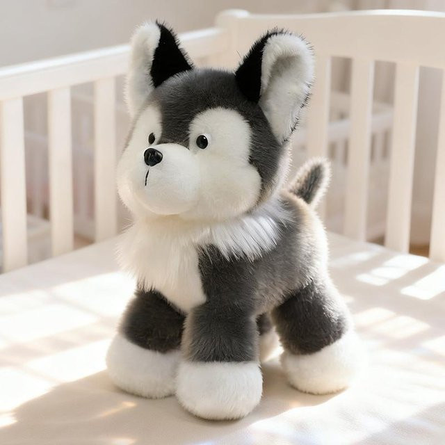 Yiran toy Kuschel-Welpenpuppen, Plüsch / Textil, Grau, 25cm - Bild 1