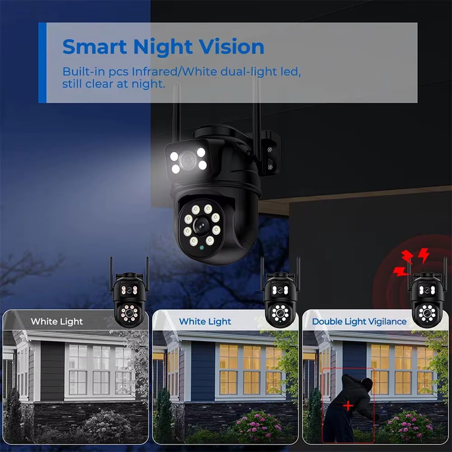 Sherway Outdoor Überwachungskamera mit Dual-Objektiv, 4K 8MP Auflösung, 10X Zoom, Wi-Fi und Nachtsicht in Schwarz - Bild 4
