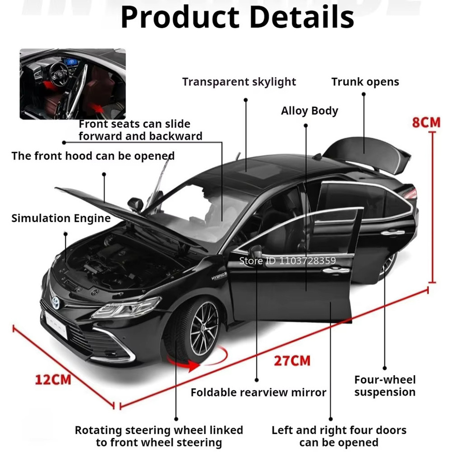 RMZ city Camry Camaro Modellautos, 1:18 Maßstab, Metall, Schwarz - Bild 2