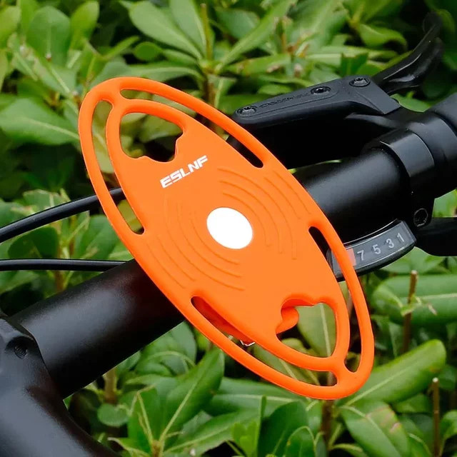 Universelle Silikon Fahrrad Handyhalterung für Lenker und Motorrad in Schwarz und Orange - Bild 1