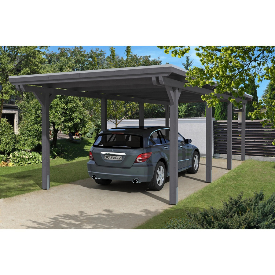 Skan Holz Carport Emsland farbbehandelt Schiefergrau B/T: 354 x 846 cm, Höhe: 238 cm - Bild 2