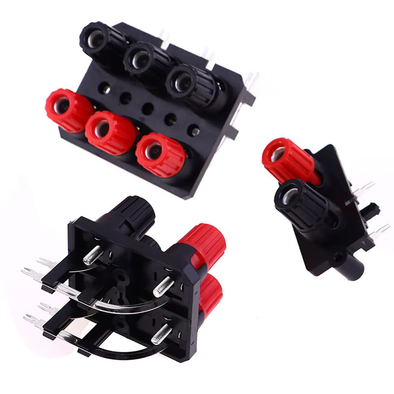 Biegestift Audio-Buchse für Lautsprecher und Verstärker mit 2, 4 oder 6 Positionen, 4 mm Bananenstecker Terminal Block mit Schraubanschluss - Bild 2