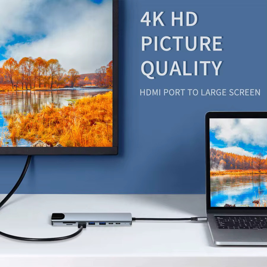 kebidumei USB-C Hub mit 4K HDMI, RJ45 Ethernet, PD Ladung und SD/TF Kartenleser für MacBook Air Pro und PC - Bild 4