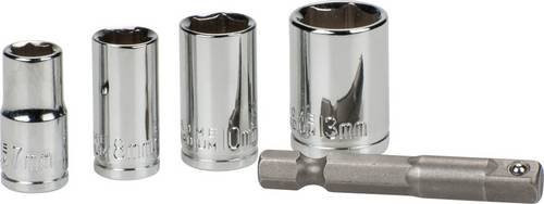 Kwb Steckschlüsseleinsatz Set aus Chrom-Vanadium in Silber, 5 Stück, Antrieb 1/4 Zoll, Größen: 7 mm, 8 mm, 10 mm, 13 mm - Bild 1