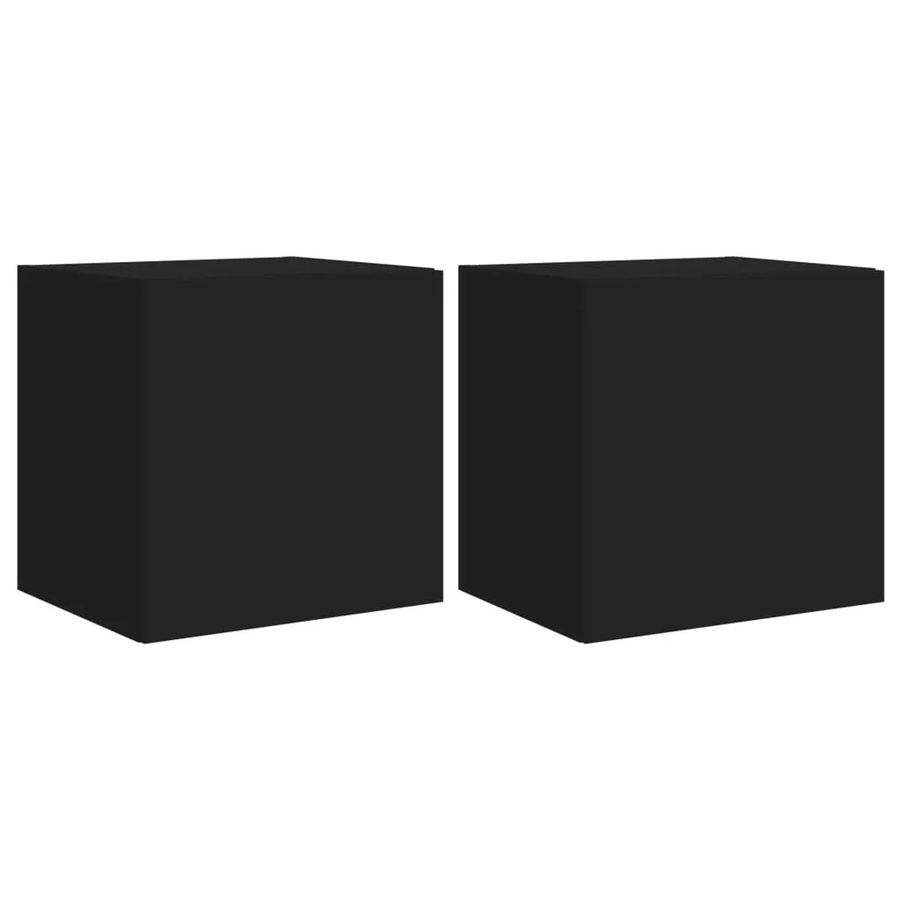 vidaXL TV-Wandschränke mit LED-Beleuchtung, 2er-Set, Schwarz, B: 40,5 cm, T: 35,0 cm, H: 40,0 cm - Bild 2