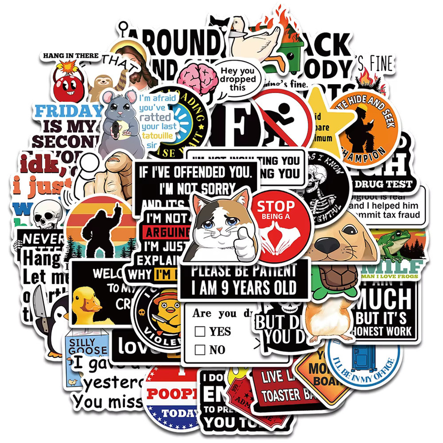 50 Stück PickJoy Meme Aufkleber Harajuku Graffiti Sticker Set in Multicolour für Notebook, Fahrrad und Gepäck - Bild 2
