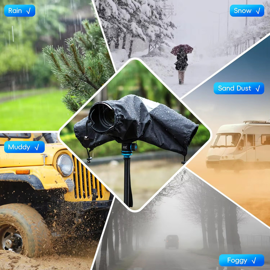 JJC Tragbarer Wasserdichter Kamera Regenschutz für Canon Nikon Sony und Olympus in Schwarz oder Grau - Bild 3