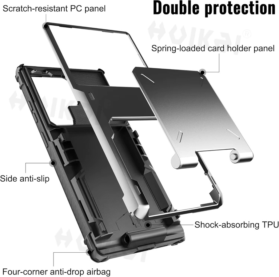 Robuste Schutzhülle für Samsung Galaxy S26 Ultra S25 S24 S23 mit Kartenhalter und verstecktem Klappschlitz als Brieftasche in Schwarz oder Blau - Bild 5