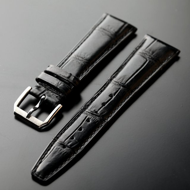Raystray Uhrenarmband Krokodilleder, Schwarz, Herren - Bild 1