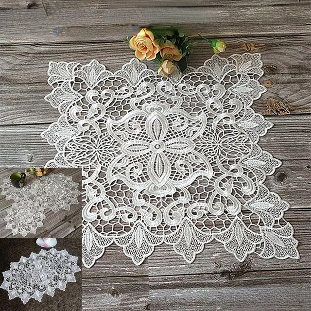 Cloth Art Tischset mit Spitzenstickerei in Weiß, rund, Durchmesser: 25 cm - Bild 1