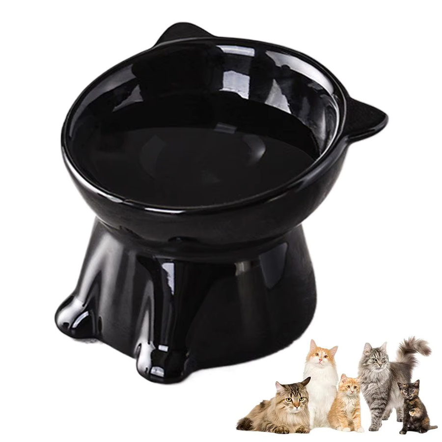 KITPIPI Erhöhter Katzennapf aus Kunststoff in Schwarz mit geneigtem Rand zum Nackenschutz - Bild 5