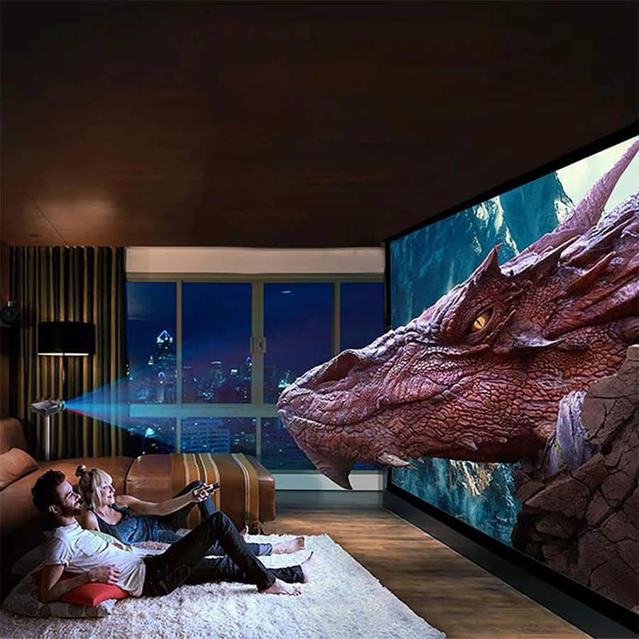 zhnuwie Anti-Licht Projektor-Leinwand in Grau, 16:9 Metall-Vorhang für 4K UHD, geeignet für Zuhause, Outdoor und Büro - Bild 2