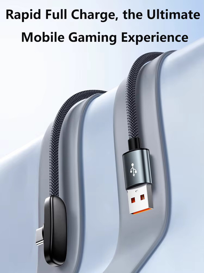 100W USB-C Schnellladekabel mit 90 Grad Winkel für Gaming und Mobiltelefone in Schwarz oder Weiß - Bild 7