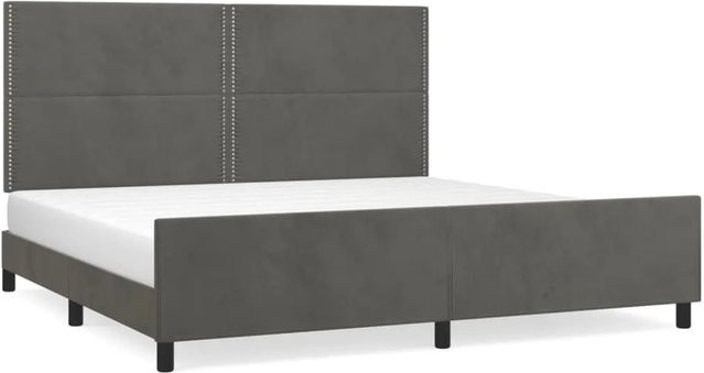 vidaXL Bettgestell mit Kopfteil aus Samt in Dunkelgrau, B/T/H: 200 x 118 x 206 cm - Bild 1
