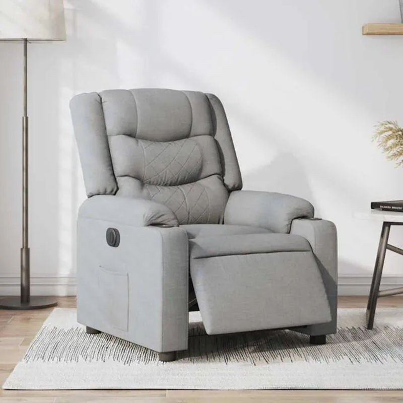 Elektrischer Relaxsessel aus Stoff in Hellgrau von vidaxl mit Recline-Funktion - Bild 1