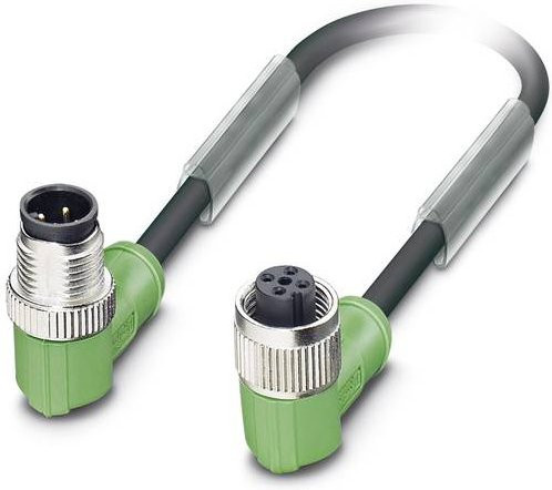 Phoenix Contact 1668645 Sensor-Aktor-Steckverbinder M12 Stecker gewinkelt Buchse gewinkelt grau grün 0,60 m 3-polig - Bild 1
