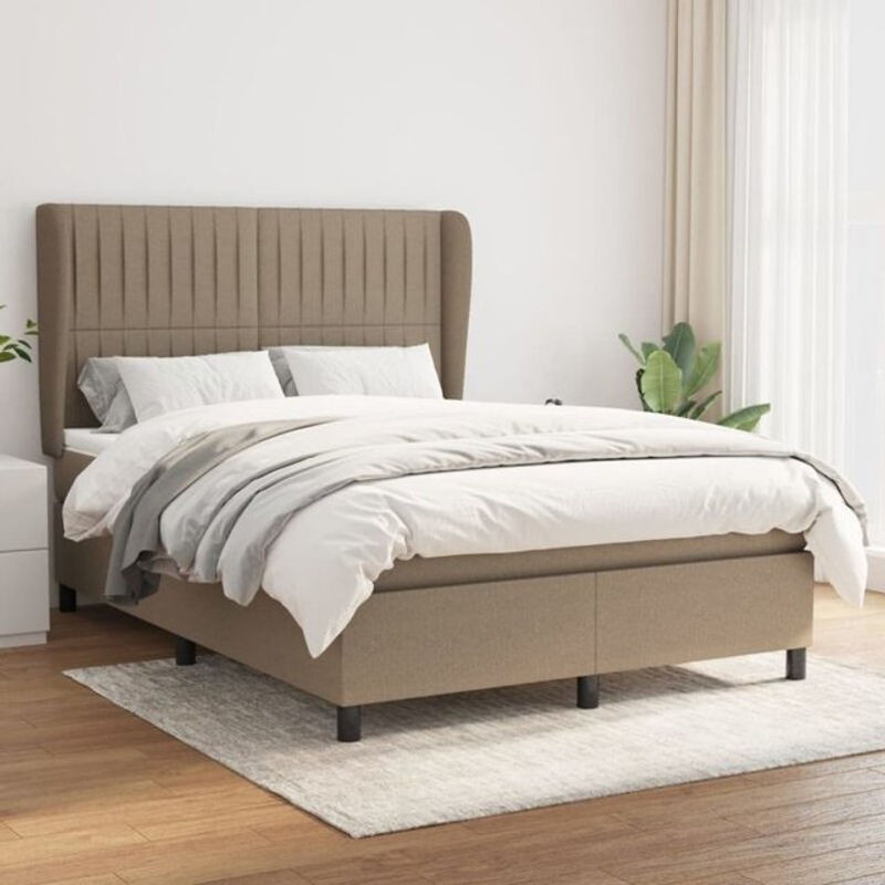 vidaxl Boxspringbett mit Matratze aus Stoff in Taupe meliert B/T: 140 x 190 cm - Bild 1