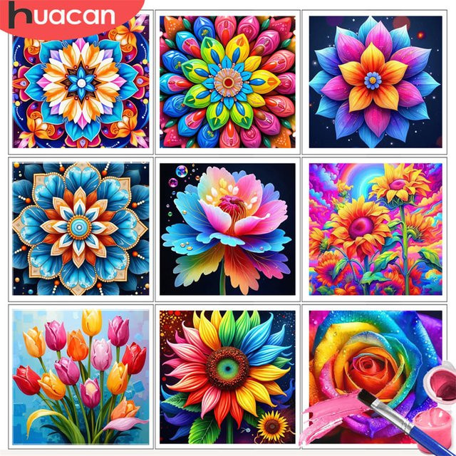 HUACAN Malen nach Zahlen Kits, Mandala Design, Natur, Bunt / Mehrfarbig - Bild 1