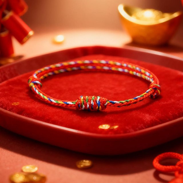 Armband, rote Schnur, Unisex, Neujahr - Bild 1