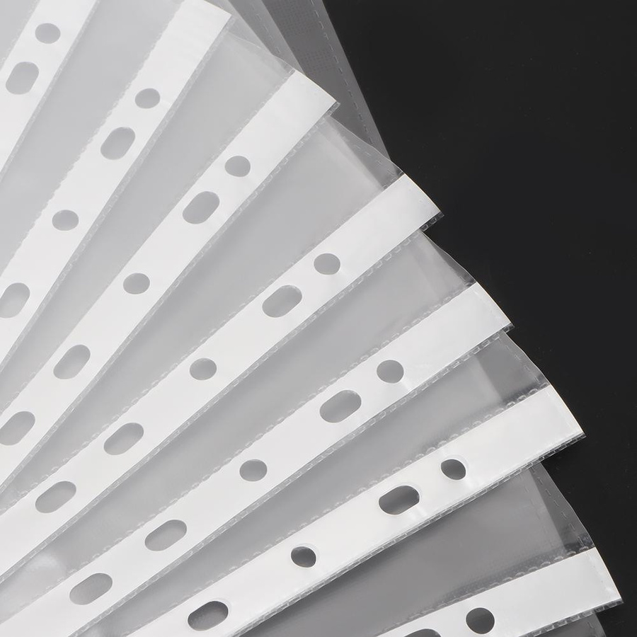 100 Stück transparente A4 Schutzhüllen mit 11 Loch für Ordner aus PVC von shoemst - Bild 6