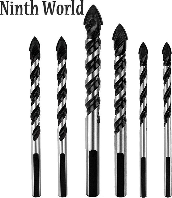 Skeyo 6-teiliges Multi-Bohrer-Set mit Wolframkarbidspitze in Silber für Keramikfliesen, Beton, Ziegel, Glas, Kunststoff und Holz, Durchmesser: 6–12 mm - Bild 1