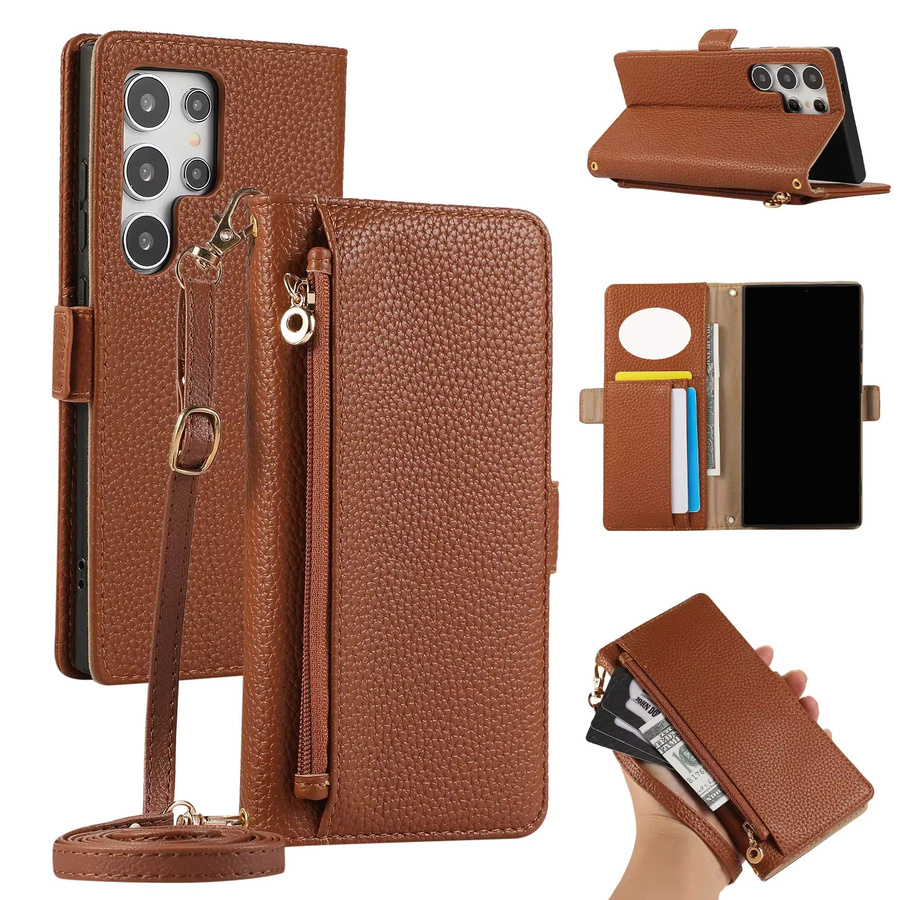 Samsung Handyhülle mit Handgelenkschlaufe, Wallet Card Slots und Spiegel, Farbe: Schwarz, passend für Galaxy S25 Ultra S24 FE S23 S22 S21 S20 Plus A55 A35 A15 A54 - Bild 2