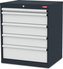 STIER Schubladenschrank aus Stahl mit 5 Schubladen, B/T/H: 70,0 x 57,5 x 82,0 cm - Bild 1