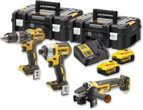 DeWalt Akku-Kombopack 18 Volt DCK384P2T-QW in Gelb mit Akku-Schlagbohrschrauber, Akku-Schlagschrauber, Akku-Winkelschleifer und Ladegerät, 8-teilig - Bild 2