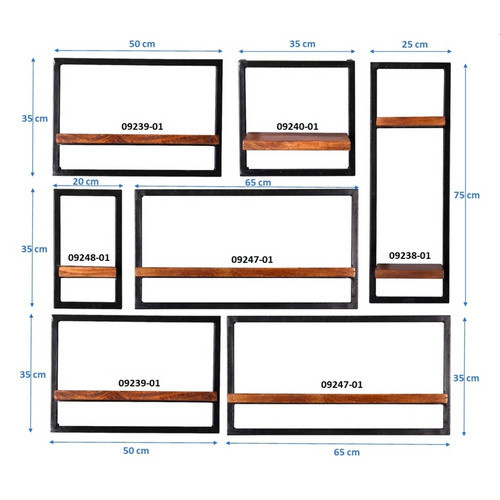 SIT Wandregal PANAMA mit 8 Fachböden aus Holz und Metall in Braun, B/T/H: 120 x 25 x 75 cm - Bild 2