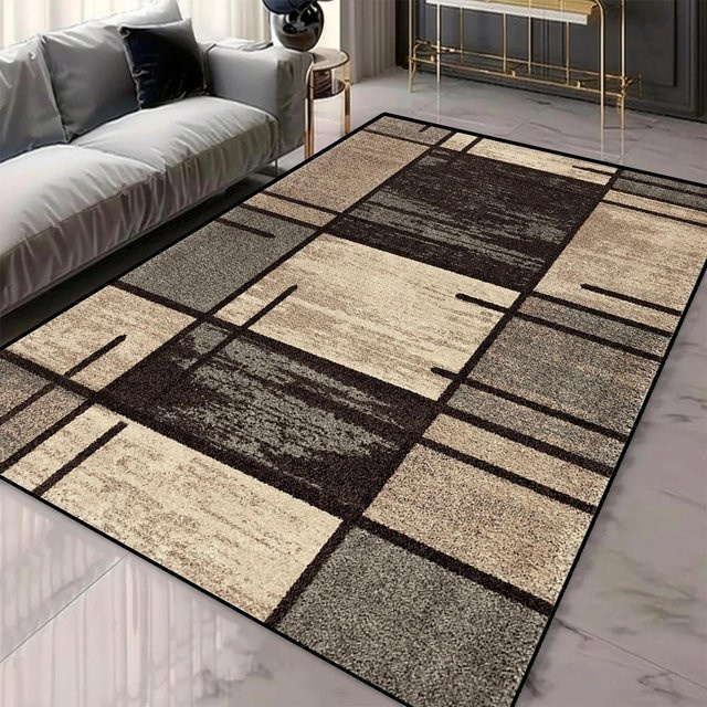 Karpetti Bereichsteppich mit geometrischem Muster in Beige, maschinenwaschbar und rutschfest, B/T: 60 x 40 cm - Bild 1
