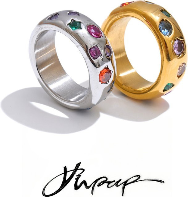 Yhpup Edelstahl-Ring, bunter Zirkonia, Größe 6789 - Bild 1