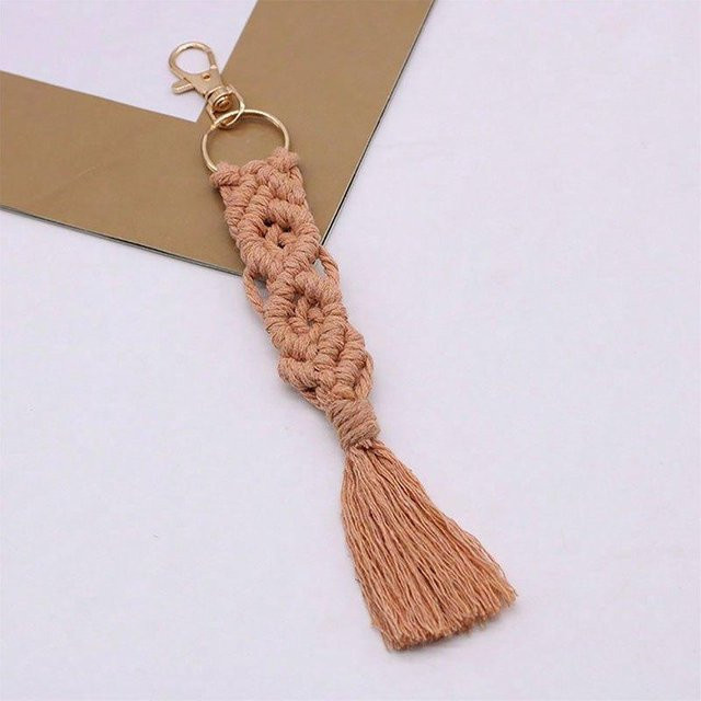 Rd lala Boho Handgeflochtener Seil Schlüsselanhänger in Beige für Damen - Bild 1