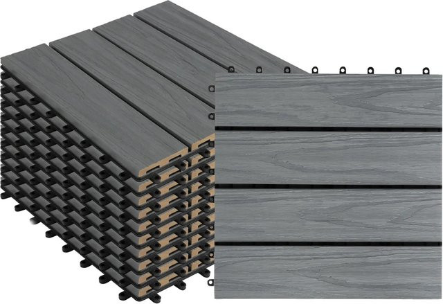 Karat WPC Terrassenfliesen Classic Grau 11er-Set mit Click-System, B/T: 30 x 30 cm - Bild 1