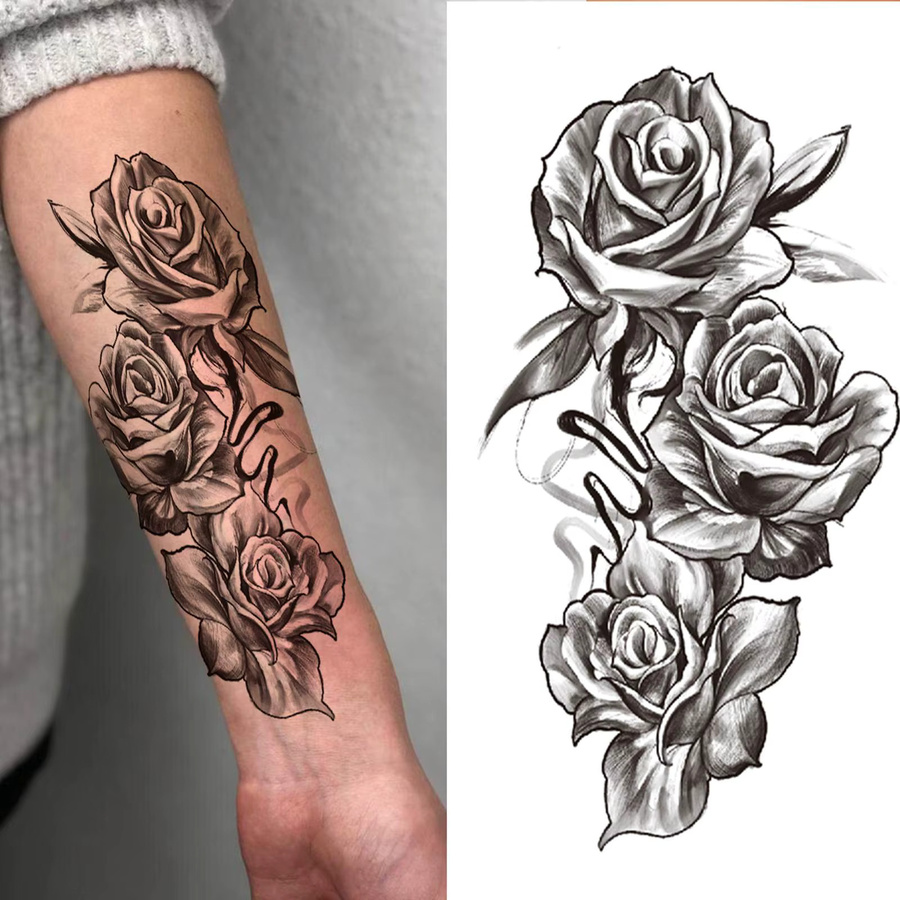 YURAN Temporäre Tattoos, Blume und Kompass, Damen - Bild 2