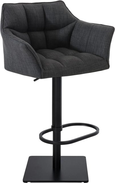 DELUKE Barhocker SIHAR, höhenverstellbarer Barstuhl aus Stoff in Dunkelgrau und Schwarz, drehbar mit Lehne, B/T/H: 64 x 45 x 88 cm - Bild 1