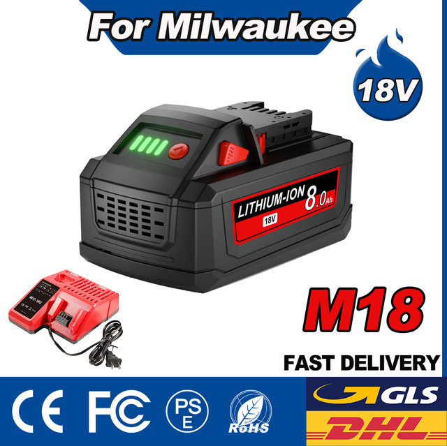 Milwaukee 18V Li-Ion Ersatzakku mit 8000mAh in Schwarz für M18 Werkzeuge - Bild 1