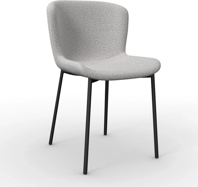 Bessagi Home Stuhl Noemie Hellgrau Chenille Gepolstert mit Metallgestell B: 81,0 cm, T: 54,0 cm, H: 49,0 cm - Bild 1