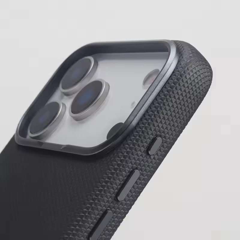 Apple Lederhülle mit Relief-Design und MagSafe für iPhone 17 Pro Max, 16, 15, 14, 13 in Schwarz und Grau mit Linsenschutz und Stoßfestigkeit - Bild 4