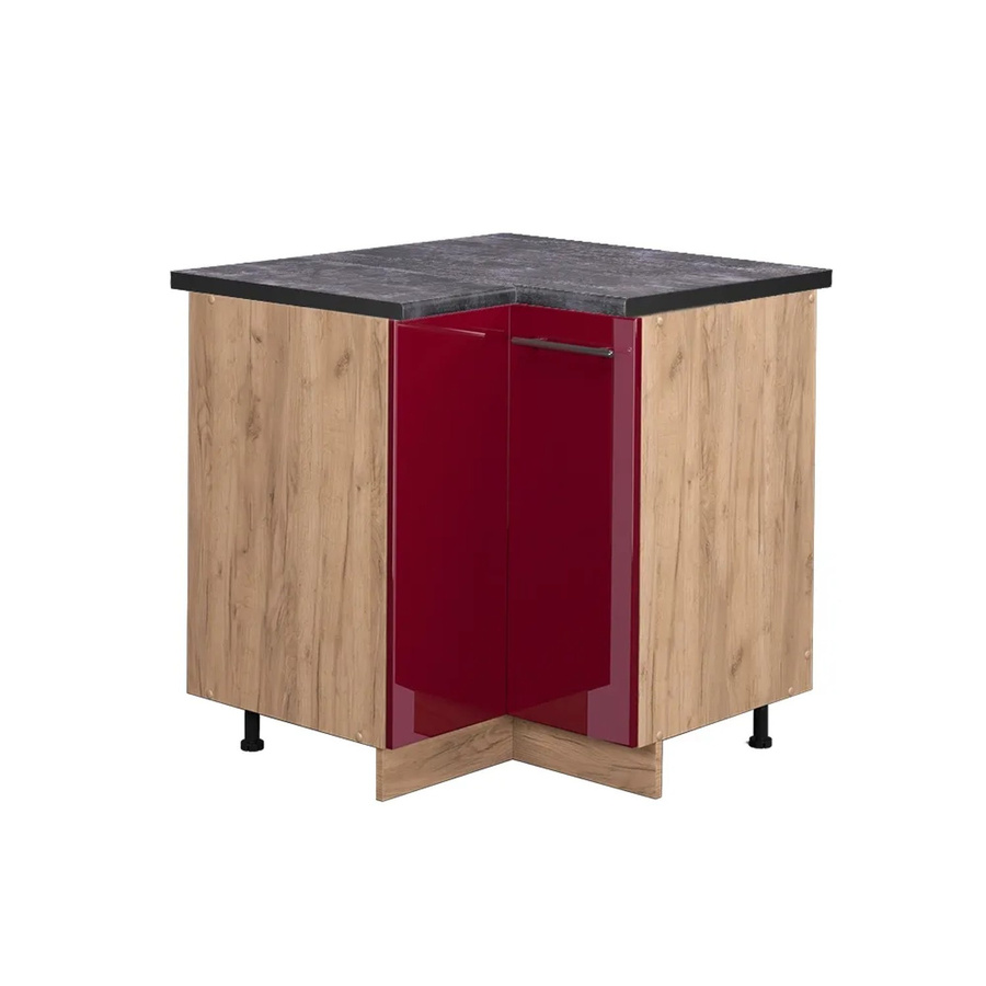 Vicco Eckunterschrank Fame-Line Bordeaux Hochglanz Goldkraft Eiche Anthrazit B: 81 cm, H: 80,5 cm, T: 60 cm - Bild 2