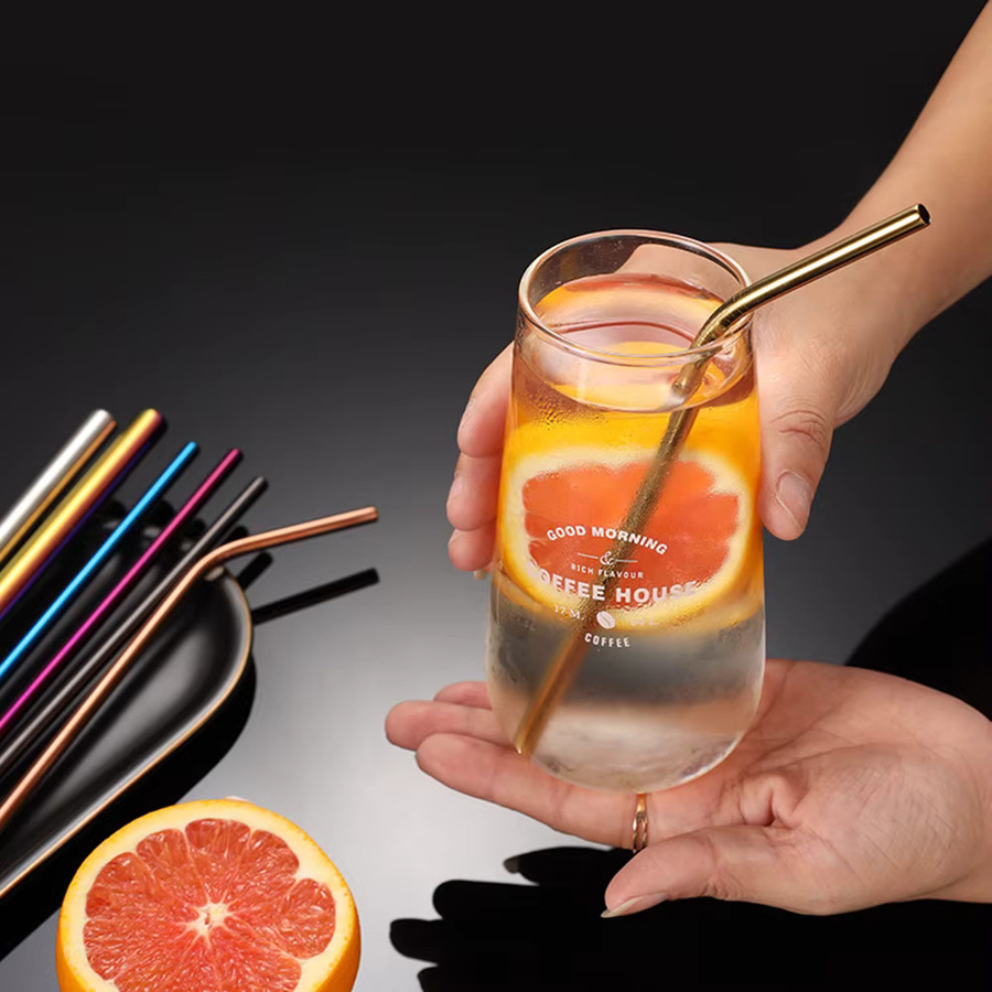 9-teiliges Edelstahl-Trinkhalm-Set aus 304 Edelstahl in Multicolor für Cocktails und Kaffee - Bild 3