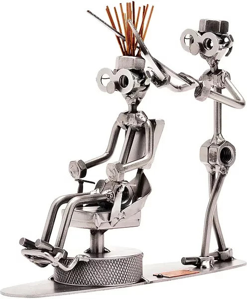 Schraubenmännchen Friseur von Hinz & Kunst aus Metall in Silber - Bild 1