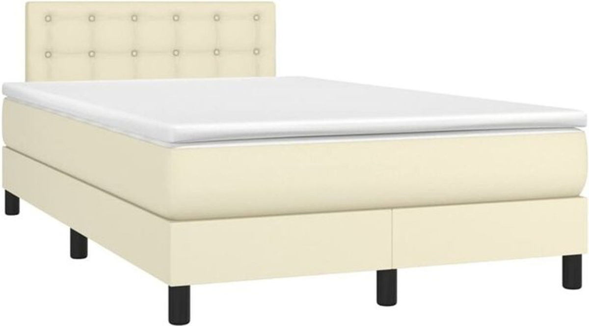 vidaxl Boxspringbett mit Matratze aus Kunstleder in Beige, B/T/H: 120 x 200 x 78 cm - Bild 1